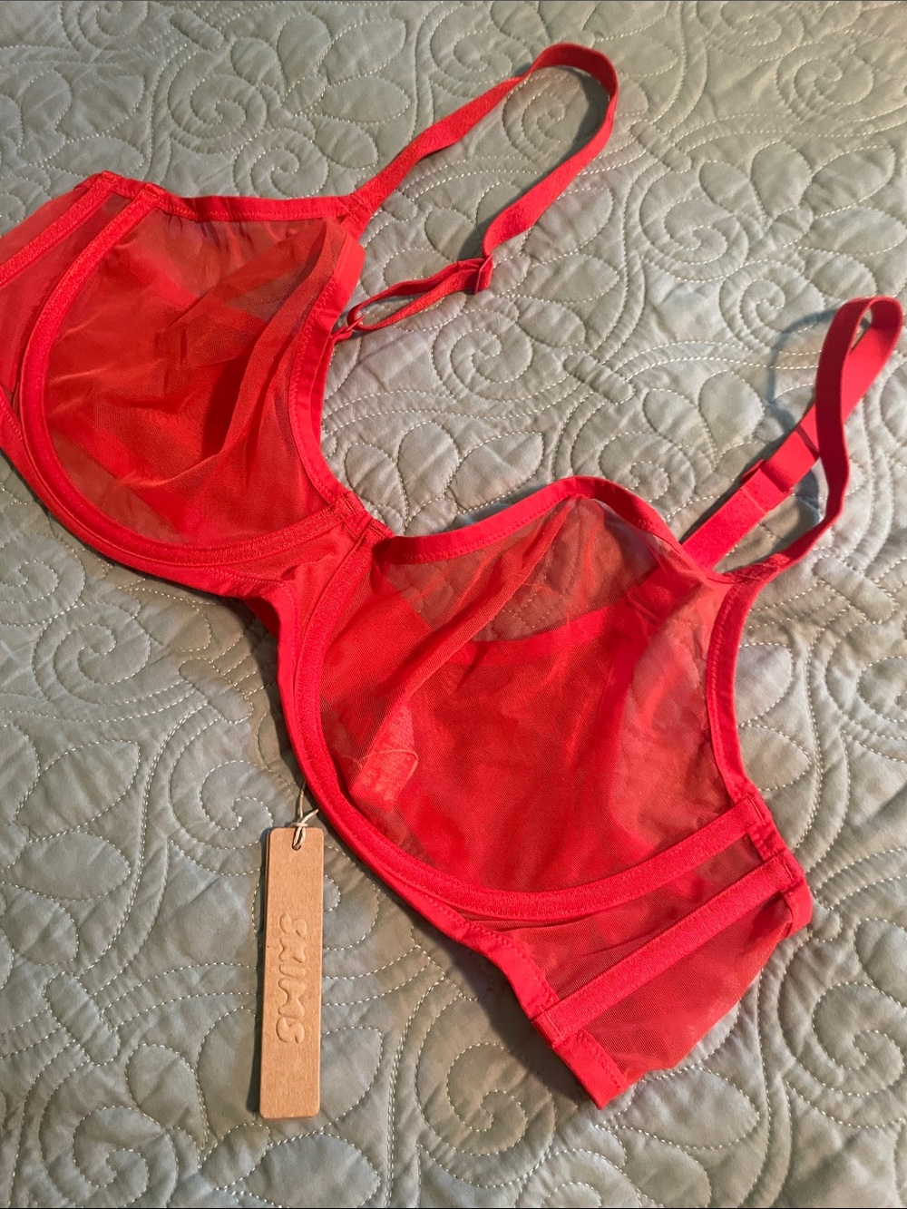 NWT SKIMS Red Sheer Underwire Bra